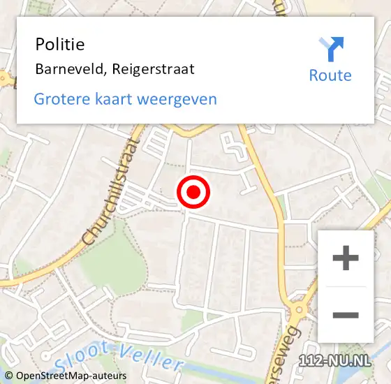 Locatie op kaart van de 112 melding: Politie Barneveld, Reigerstraat op 12 december 2024 06:32