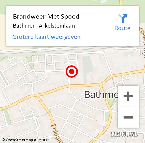 Locatie op kaart van de 112 melding: Brandweer Met Spoed Naar Bathmen, Arkelsteinlaan op 12 december 2024 06:43