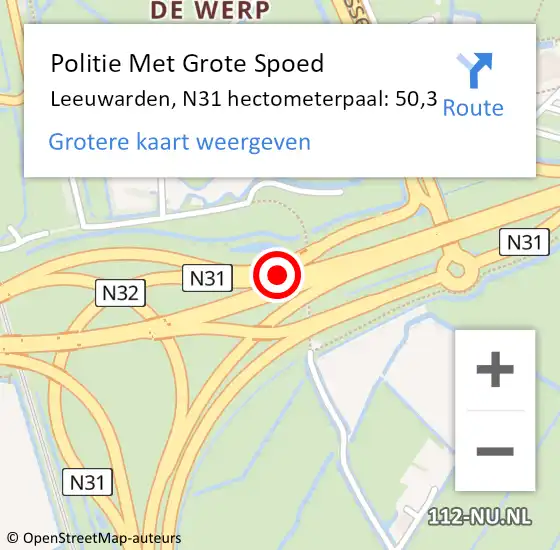 Locatie op kaart van de 112 melding: Politie Met Grote Spoed Naar Leeuwarden, N31 hectometerpaal: 50,3 op 12 december 2024 07:18