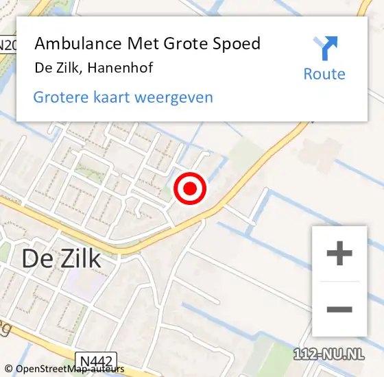 Locatie op kaart van de 112 melding: Ambulance Met Grote Spoed Naar De Zilk, Hanenhof op 12 december 2024 07:20