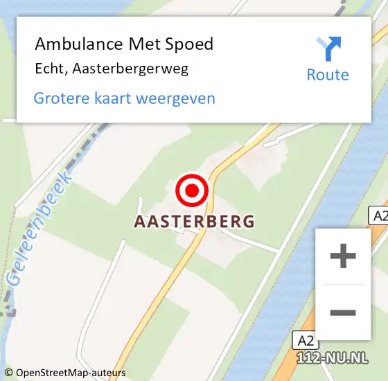 Locatie op kaart van de 112 melding: Ambulance Met Spoed Naar Echt, Aasterbergerweg op 12 december 2024 07:52