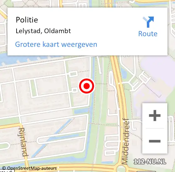 Locatie op kaart van de 112 melding: Politie Lelystad, Oldambt op 12 december 2024 07:54