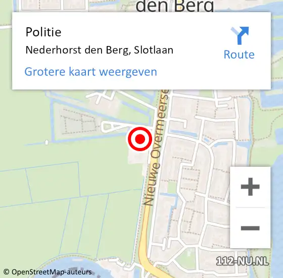 Locatie op kaart van de 112 melding: Politie Nederhorst den Berg, Slotlaan op 12 december 2024 08:02