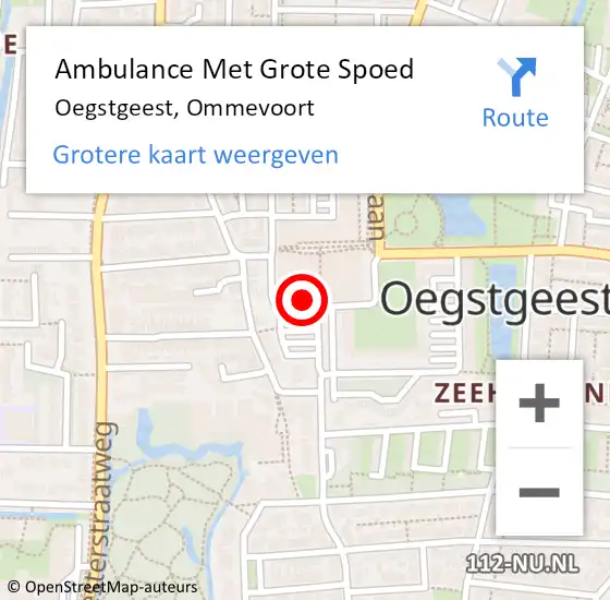 Locatie op kaart van de 112 melding: Ambulance Met Grote Spoed Naar Oegstgeest, Ommevoort op 12 december 2024 08:13