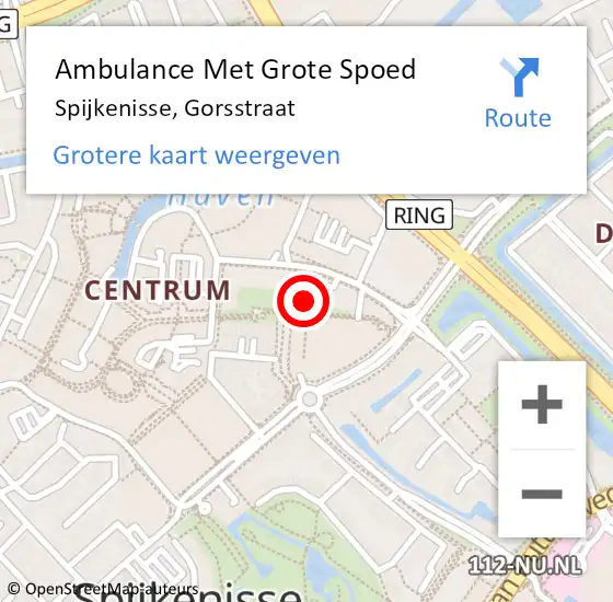 Locatie op kaart van de 112 melding: Ambulance Met Grote Spoed Naar Spijkenisse, Gorsstraat op 12 december 2024 08:32