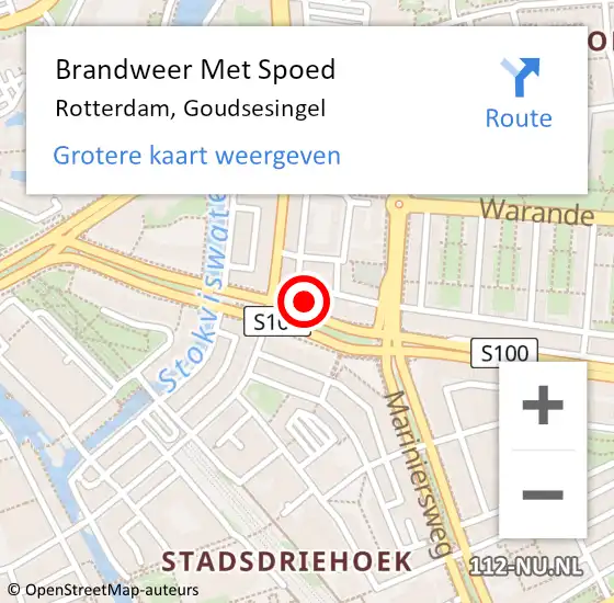 Locatie op kaart van de 112 melding: Brandweer Met Spoed Naar Rotterdam, Goudsesingel op 12 december 2024 08:36