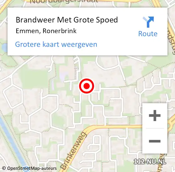 Locatie op kaart van de 112 melding: Brandweer Met Grote Spoed Naar Emmen, Ronerbrink op 12 december 2024 08:52