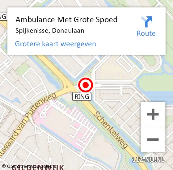 Locatie op kaart van de 112 melding: Ambulance Met Grote Spoed Naar Spijkenisse, Donaulaan op 12 december 2024 09:15