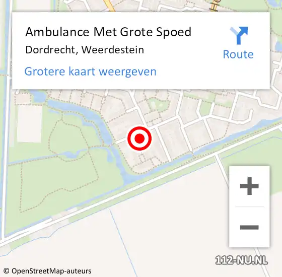 Locatie op kaart van de 112 melding: Ambulance Met Grote Spoed Naar Dordrecht, Weerdestein op 12 december 2024 09:19