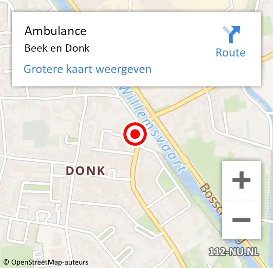 Locatie op kaart van de 112 melding: Ambulance Beek en Donk op 12 december 2024 09:31