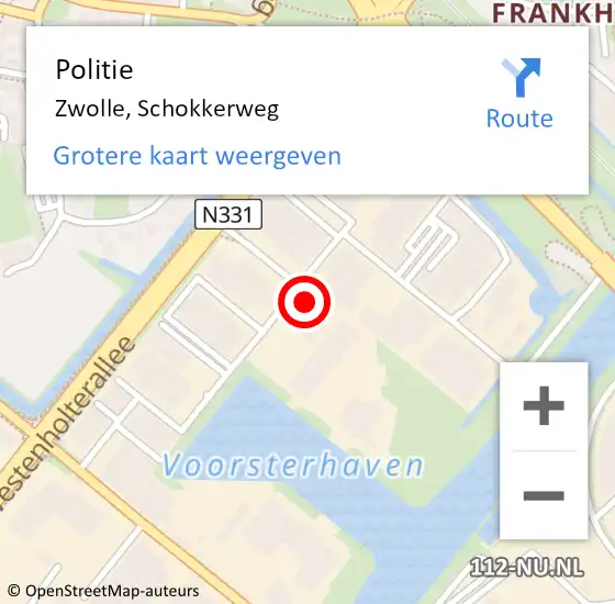 Locatie op kaart van de 112 melding: Politie Zwolle, Schokkerweg op 12 december 2024 09:35