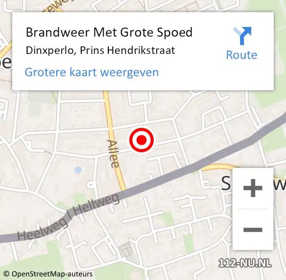 Locatie op kaart van de 112 melding: Brandweer Met Grote Spoed Naar Dinxperlo, Prins Hendrikstraat op 12 december 2024 09:42