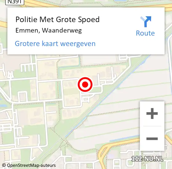 Locatie op kaart van de 112 melding: Politie Met Grote Spoed Naar Emmen, Waanderweg op 12 december 2024 09:47