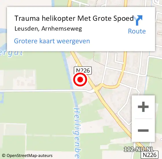 Locatie op kaart van de 112 melding: Trauma helikopter Met Grote Spoed Naar Leusden, Arnhemseweg op 12 december 2024 10:04