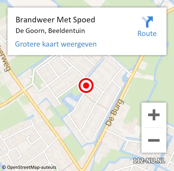 Locatie op kaart van de 112 melding: Brandweer Met Spoed Naar De Goorn, Beeldentuin op 12 december 2024 10:18