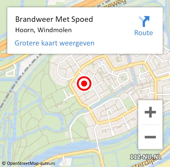 Locatie op kaart van de 112 melding: Brandweer Met Spoed Naar Hoorn, Windmolen op 12 december 2024 10:31