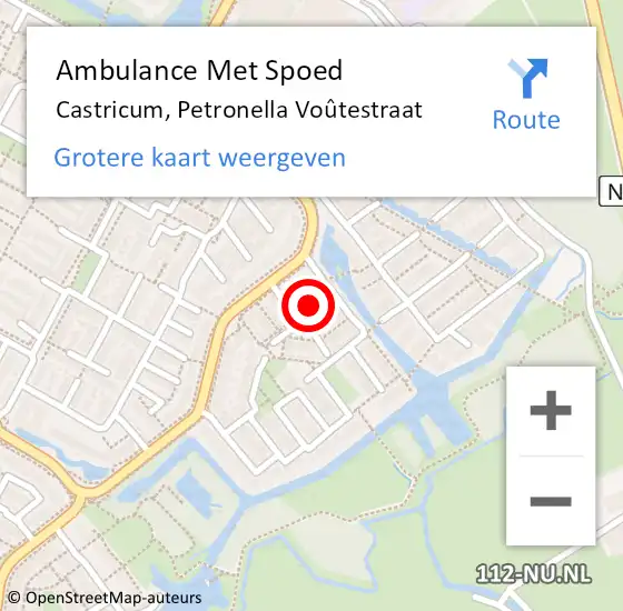 Locatie op kaart van de 112 melding: Ambulance Met Spoed Naar Castricum, Petronella Voûtestraat op 12 december 2024 10:35