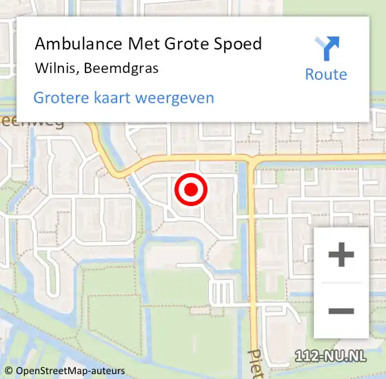 Locatie op kaart van de 112 melding: Ambulance Met Grote Spoed Naar Wilnis, Beemdgras op 12 december 2024 10:45