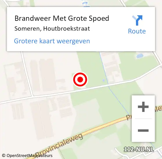 Locatie op kaart van de 112 melding: Brandweer Met Grote Spoed Naar Someren, Houtbroekstraat op 12 december 2024 10:58