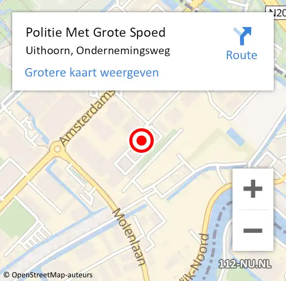 Locatie op kaart van de 112 melding: Politie Met Grote Spoed Naar Uithoorn, Ondernemingsweg op 12 december 2024 11:00