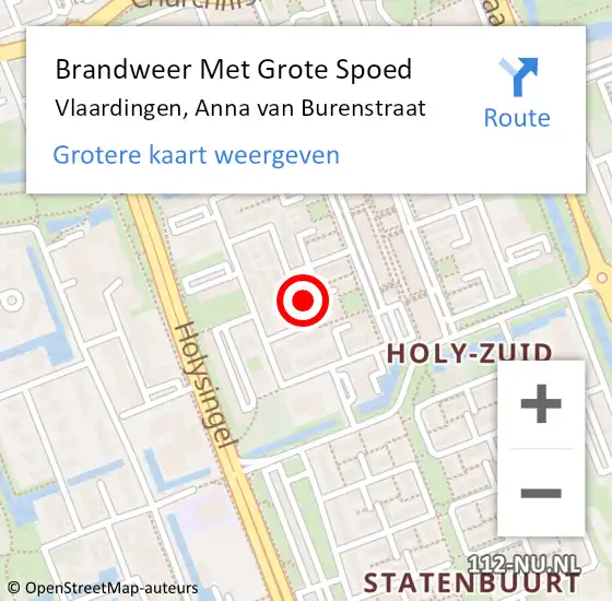 Locatie op kaart van de 112 melding: Brandweer Met Grote Spoed Naar Vlaardingen, Anna van Burenstraat op 12 december 2024 11:19