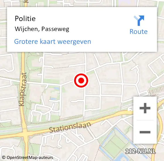 Locatie op kaart van de 112 melding: Politie Wijchen, Passeweg op 12 december 2024 11:24