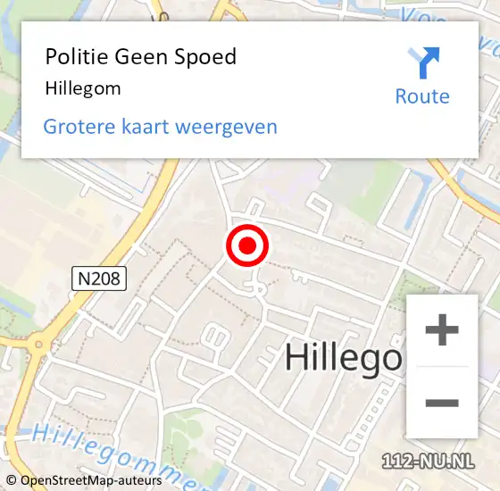 Locatie op kaart van de 112 melding: Politie Geen Spoed Naar Hillegom op 12 december 2024 11:55