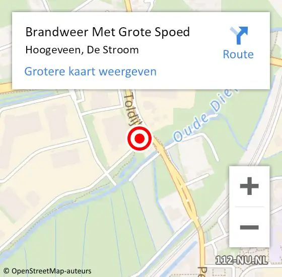 Locatie op kaart van de 112 melding: Brandweer Met Grote Spoed Naar Hoogeveen, De Stroom op 12 december 2024 12:03