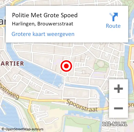 Locatie op kaart van de 112 melding: Politie Met Grote Spoed Naar Harlingen, Brouwersstraat op 12 december 2024 12:34