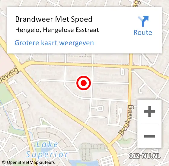 Locatie op kaart van de 112 melding: Brandweer Met Spoed Naar Hengelo, Hengelose Esstraat op 12 december 2024 12:54