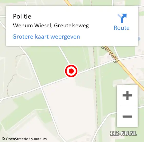 Locatie op kaart van de 112 melding: Politie Wenum Wiesel, Greutelseweg op 12 december 2024 13:14