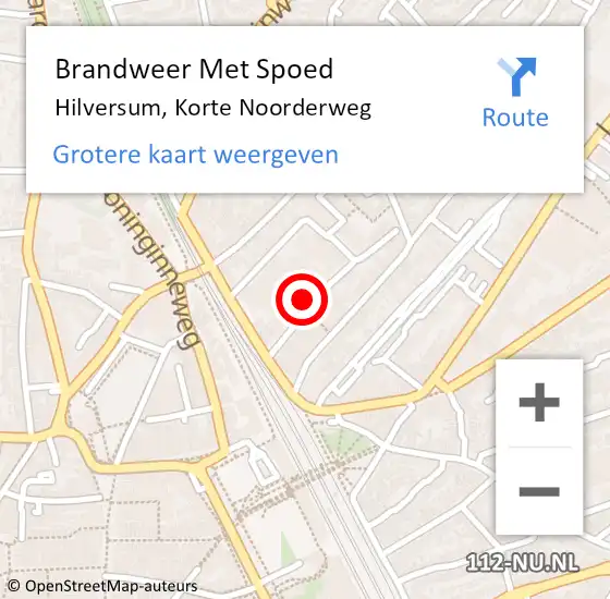 Locatie op kaart van de 112 melding: Brandweer Met Spoed Naar Hilversum, Korte Noorderweg op 12 december 2024 13:18