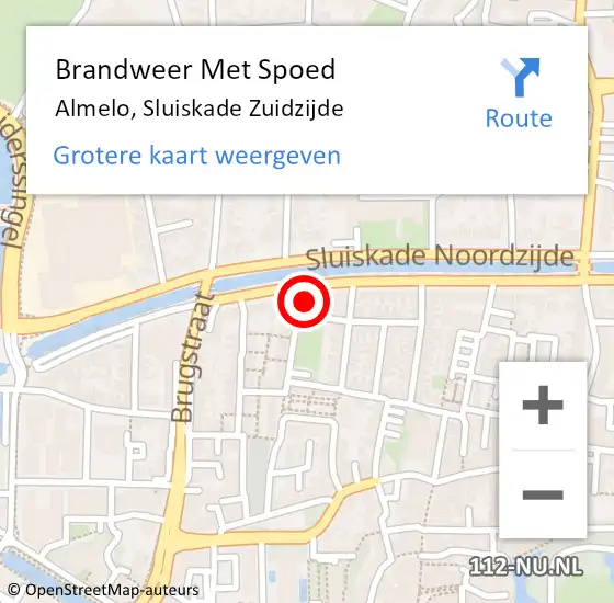 Locatie op kaart van de 112 melding: Brandweer Met Spoed Naar Almelo, Sluiskade Zuidzijde op 12 december 2024 13:18