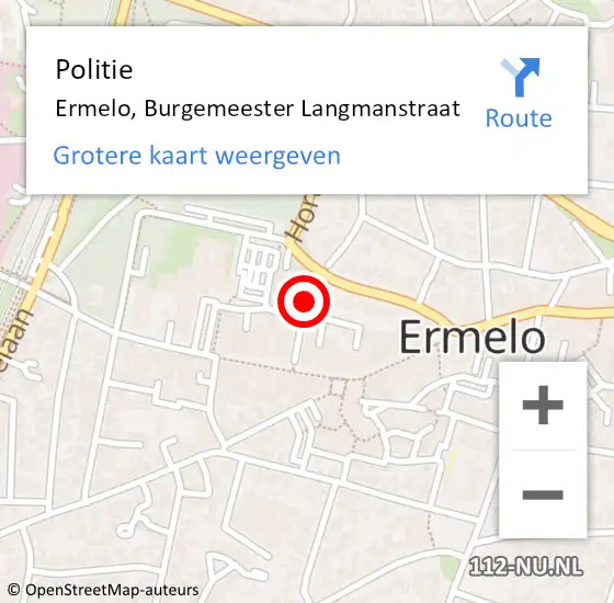 Locatie op kaart van de 112 melding: Politie Ermelo, Burgemeester Langmanstraat op 12 december 2024 13:19