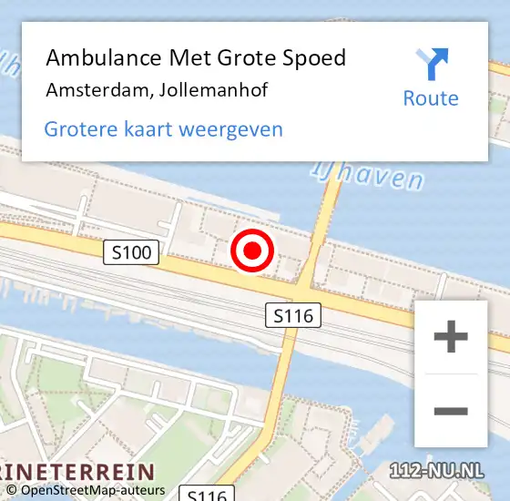 Locatie op kaart van de 112 melding: Ambulance Met Grote Spoed Naar Amsterdam, Jollemanhof op 12 december 2024 13:45