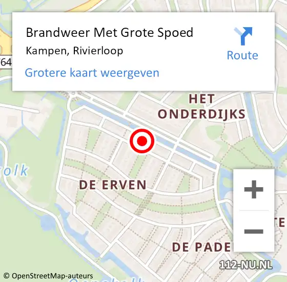 Locatie op kaart van de 112 melding: Brandweer Met Grote Spoed Naar Kampen, Rivierloop op 12 december 2024 13:52