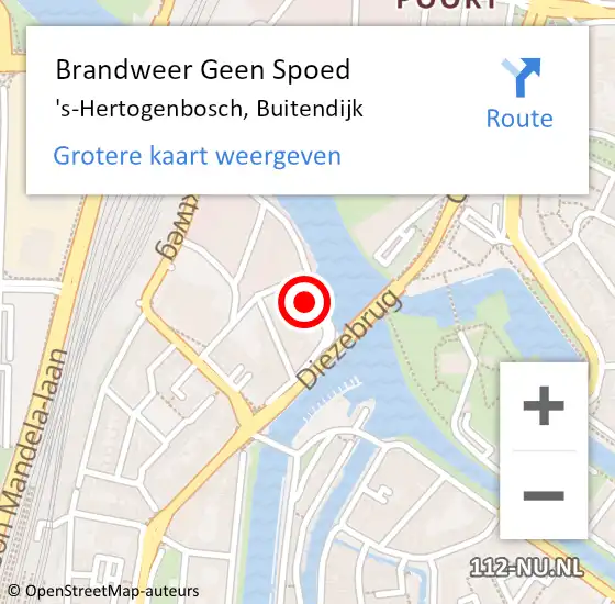 Locatie op kaart van de 112 melding: Brandweer Geen Spoed Naar 's-Hertogenbosch, Buitendijk op 12 december 2024 13:58