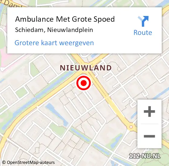 Locatie op kaart van de 112 melding: Ambulance Met Grote Spoed Naar Schiedam, Nieuwlandplein op 12 december 2024 14:00