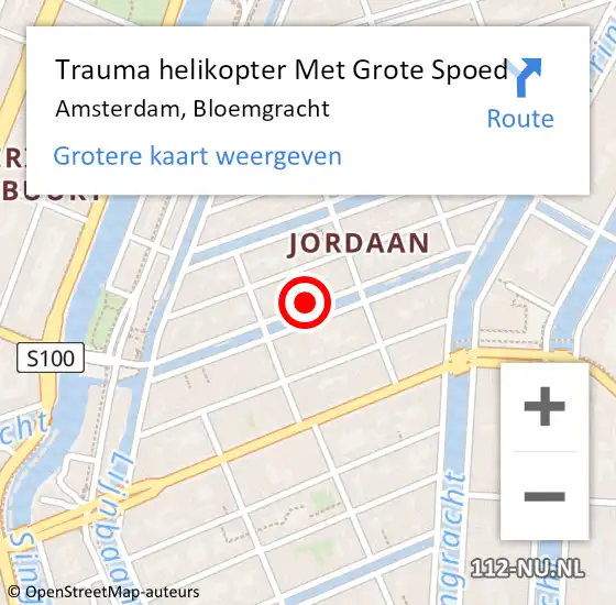 Locatie op kaart van de 112 melding: Trauma helikopter Met Grote Spoed Naar Amsterdam, Bloemgracht op 12 december 2024 14:13