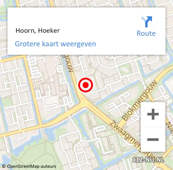 Locatie op kaart van de 112 melding:  Hoorn, Hoeker op 12 december 2024 14:23