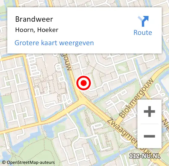 Locatie op kaart van de 112 melding: Brandweer Hoorn, Hoeker op 12 december 2024 14:23