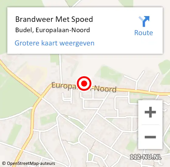 Locatie op kaart van de 112 melding: Brandweer Met Spoed Naar Budel, Europalaan-Noord op 12 december 2024 14:38