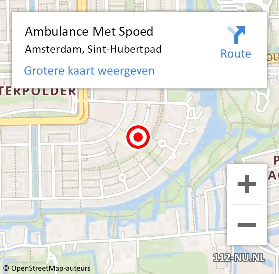 Locatie op kaart van de 112 melding: Ambulance Met Spoed Naar Amsterdam, Sint-Hubertpad op 12 december 2024 14:38