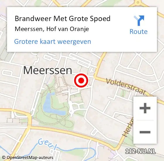 Locatie op kaart van de 112 melding: Brandweer Met Grote Spoed Naar Meerssen, Hof van Oranje op 12 december 2024 14:38