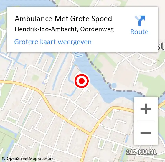 Locatie op kaart van de 112 melding: Ambulance Met Grote Spoed Naar Hendrik-Ido-Ambacht, Oordenweg op 12 december 2024 14:41