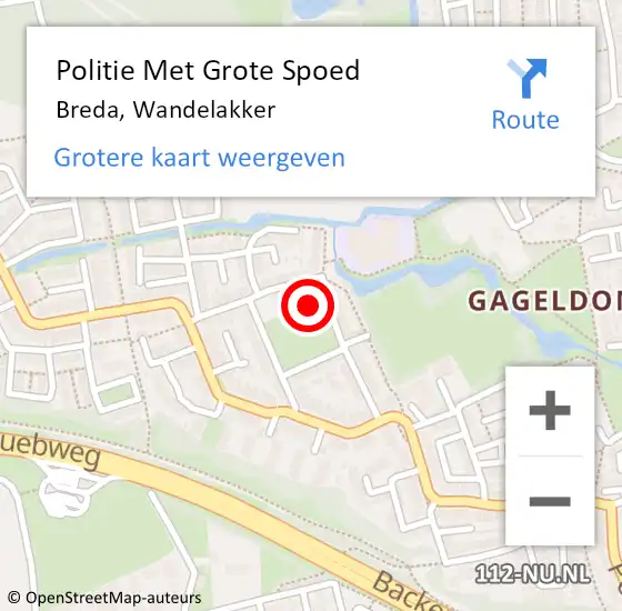 Locatie op kaart van de 112 melding: Politie Met Grote Spoed Naar Breda, Wandelakker op 12 december 2024 15:24