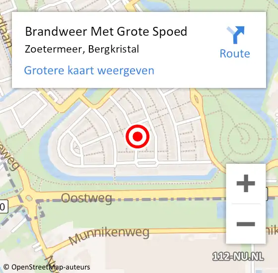 Locatie op kaart van de 112 melding: Brandweer Met Grote Spoed Naar Zoetermeer, Bergkristal op 12 december 2024 15:37