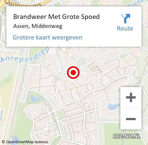 Locatie op kaart van de 112 melding: Brandweer Met Grote Spoed Naar Assen, Middenweg op 12 december 2024 15:41