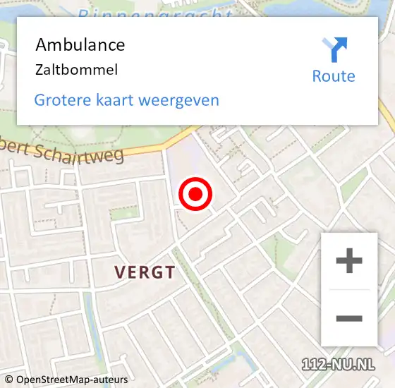 Locatie op kaart van de 112 melding: Ambulance Zaltbommel op 12 december 2024 15:55