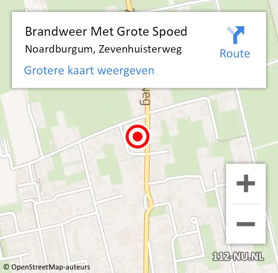 Locatie op kaart van de 112 melding: Brandweer Met Grote Spoed Naar Noardburgum, Zevenhuisterweg op 12 december 2024 16:04